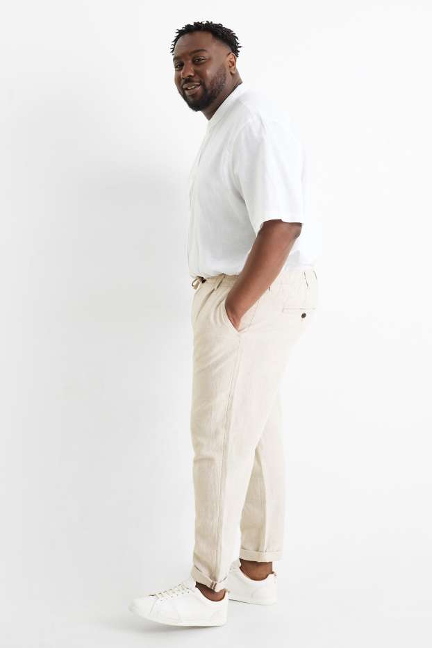 Men - Chinos - regular fit - linen blend - light beige