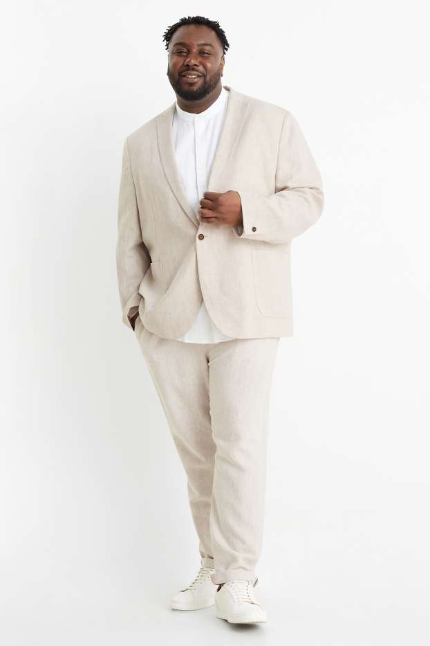 Men - Chinos - regular fit - linen blend - light beige