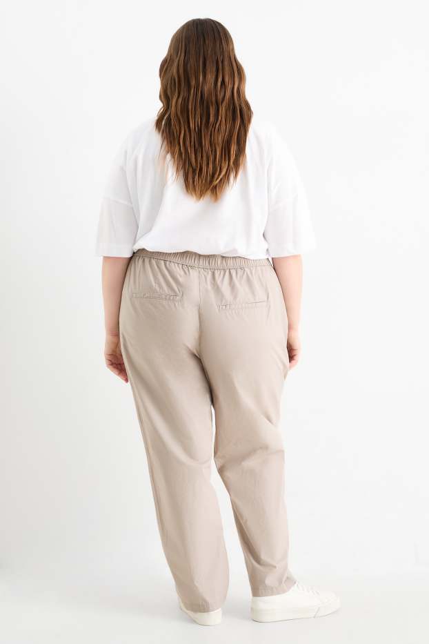 Femei - Pantaloni de stofă - talie medie - tapered fit - bej