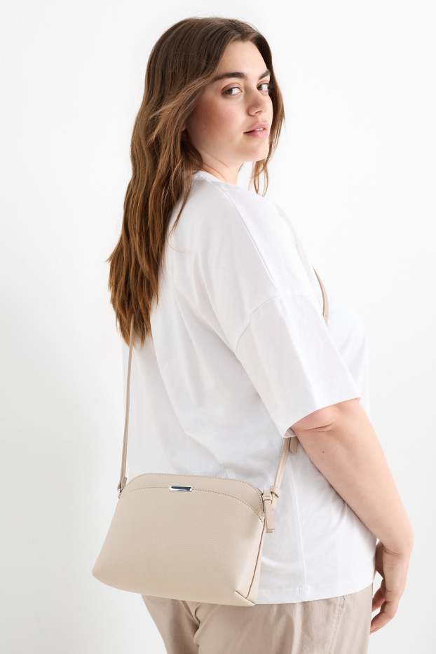 Damen - Umhängetasche - Lederimitat - hellbeige