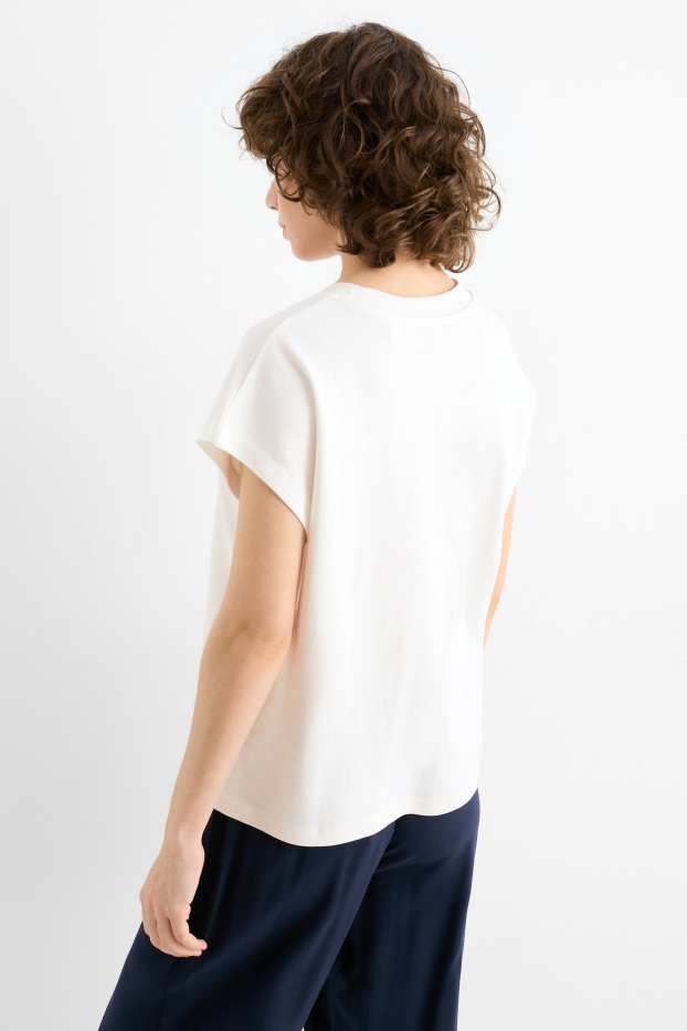 Damen - T-Shirt - Regular Fit - cremeweiß