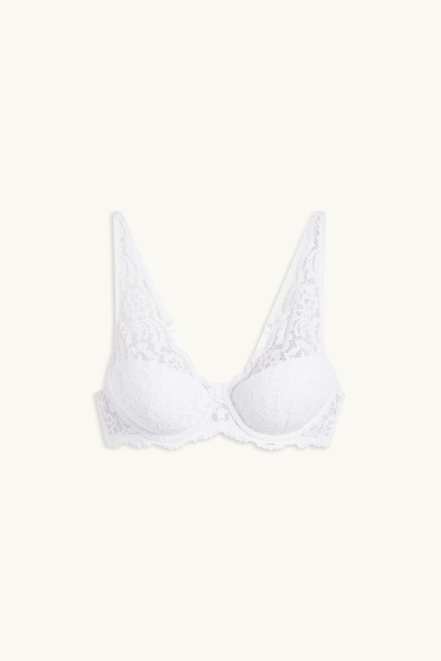 Dames - BH met beugels - PLUNGE - voorgevormd - wit