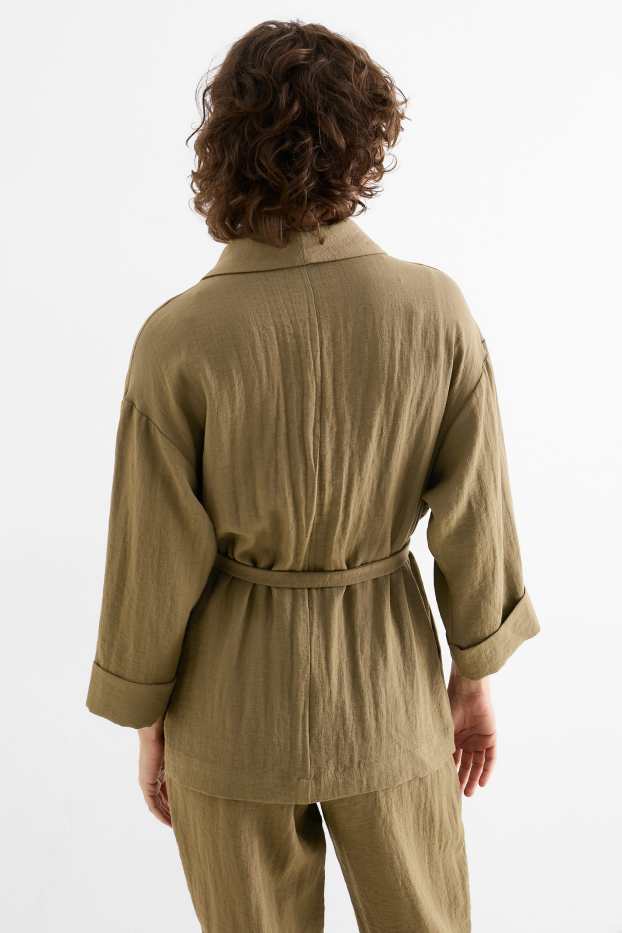 Damen - Longblazer - Relaxed Fit - khaki