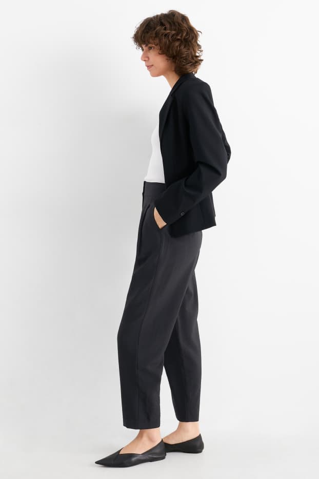 Femmes - Pantalon de bureau - high waist - loose fit - noir