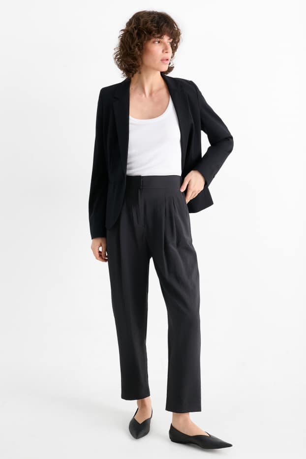 Femmes - Pantalon de bureau - high waist - loose fit - noir