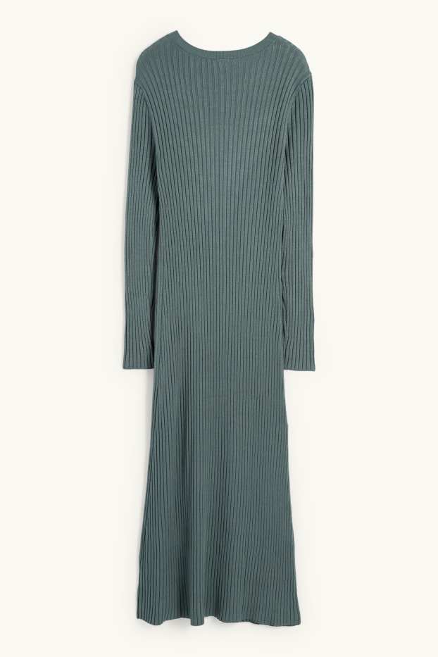 Damen - Strickkleid - gerippt - türkis