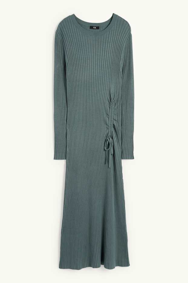 Damen - Strickkleid - gerippt - türkis