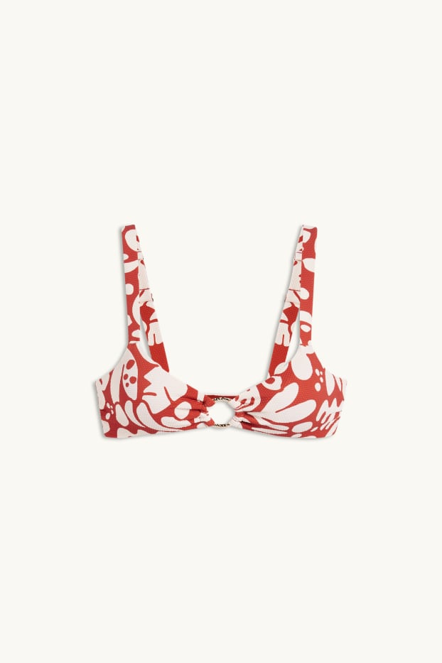 Damen - Bikini-Top - wattiert - LYCRA® XTRA LIFE™ - gemustert - rot / beige
