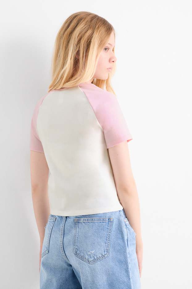 Kinderen: meisjes - Set van 2 - Lilo & Stitch - T-shirt - geribd - roze