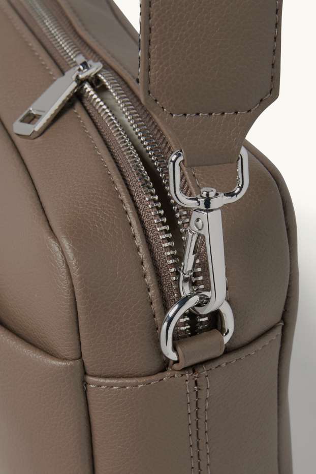 Women - Crossbody bag with detachable bag strap - faux leather - taupe