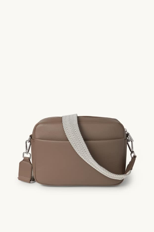 Women - Crossbody bag with detachable bag strap - faux leather - taupe