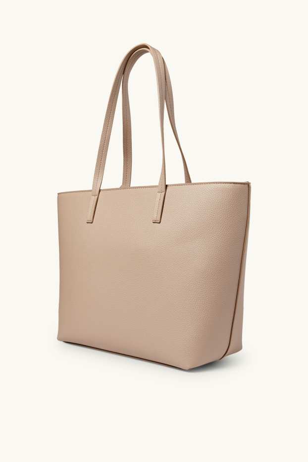 Femmes - Grand cabas - matière synthétique - beige clair