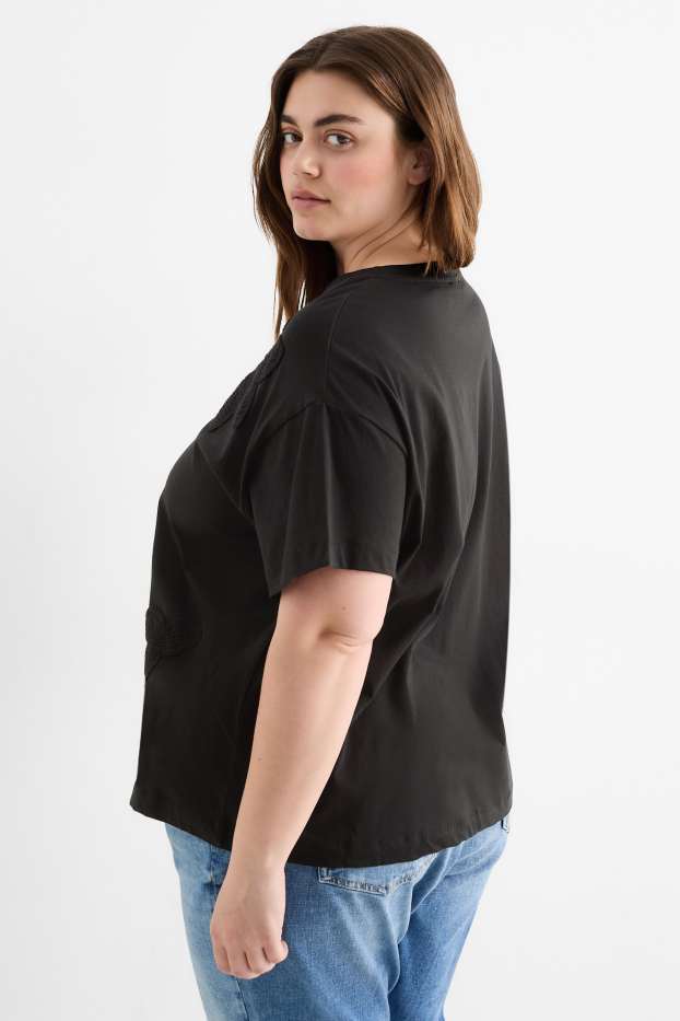 Damen - T-Shirt - Regular Fit - schwarz