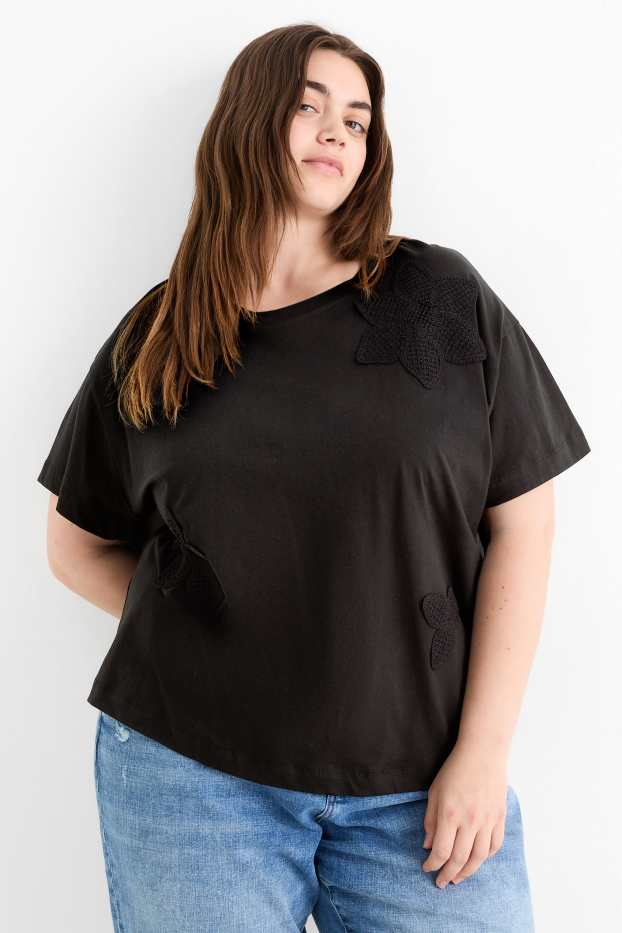 Damen - T-Shirt - Regular Fit - schwarz