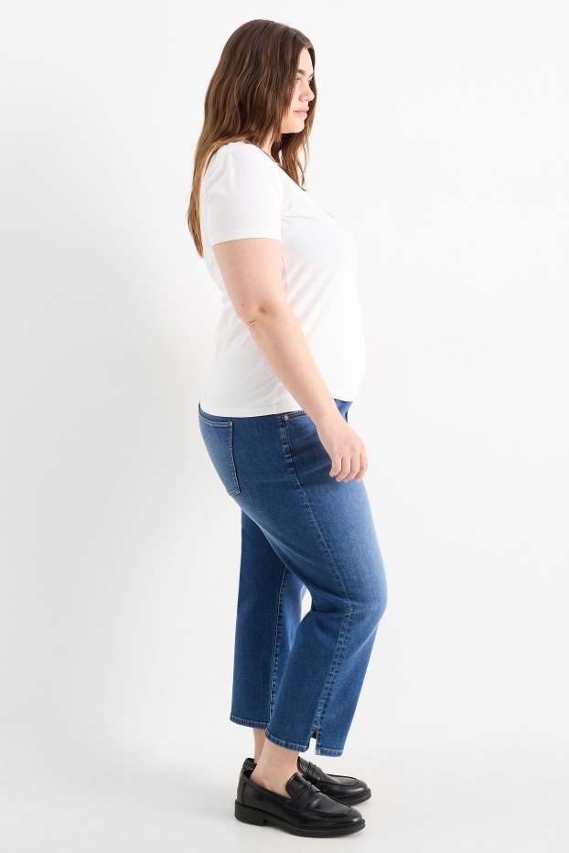 Women - Slim jeans - mid-rise waist - blue denim