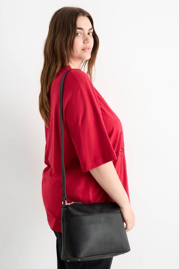 Damen - Umhängetasche - Lederimitat - schwarz