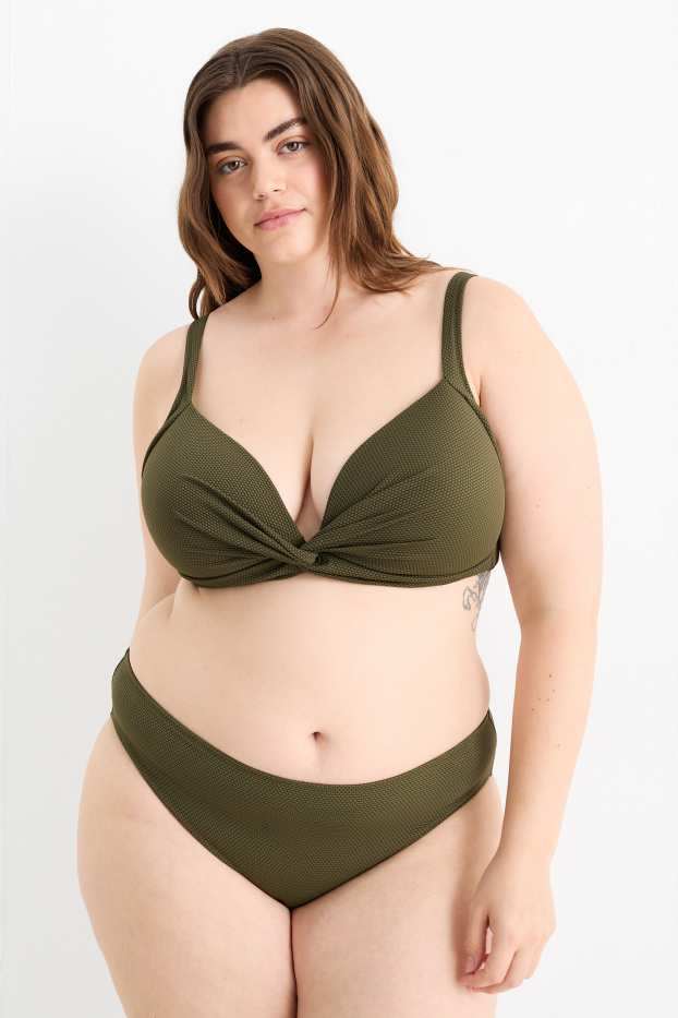 Damen - Bikini-Top mit Knotendetail - LYCRA® XTRA LIFE™ - wattiert - dunkelgrün