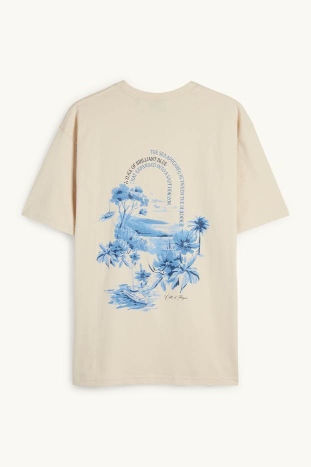 Hommes - T-shirt - relaxed fit - beige clair