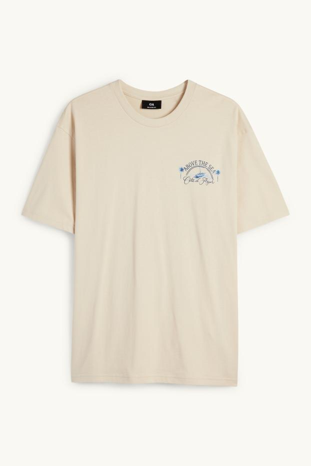 Hommes - T-shirt - relaxed fit - beige clair