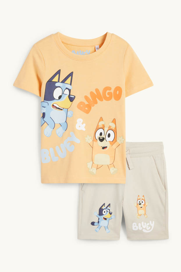 Kinder Jungen - Bluey - Set - Kurzarmshirt und Shorts - 2 teilig - orange