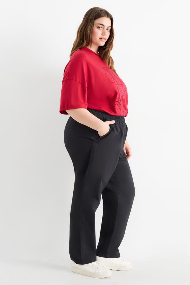 Femei - Pantaloni de stofă - talie medie - tapered fit - negru