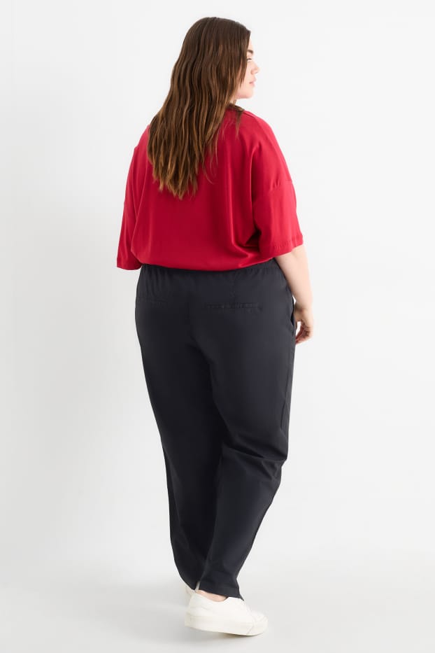 Femei - Pantaloni de stofă - talie medie - tapered fit - negru