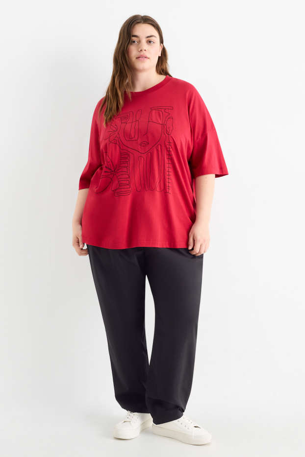 Femei - Pantaloni de stofă - talie medie - tapered fit - negru