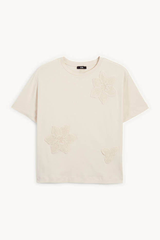Femmes - T-shirt - relaxed fit - beige