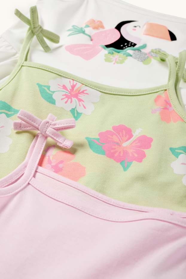 Children Girls - Multipack of 3 - flower and toucan - dress - pink