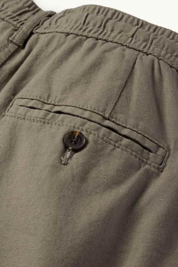Heren - Shorts, deels van linnen - kaki