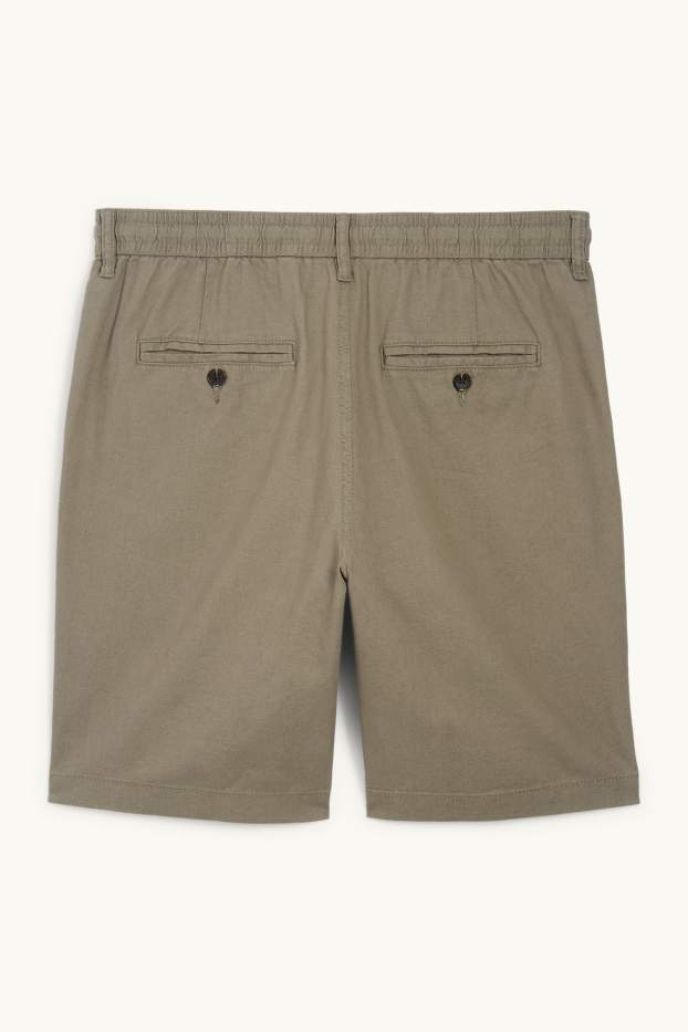 Heren - Shorts, deels van linnen - kaki