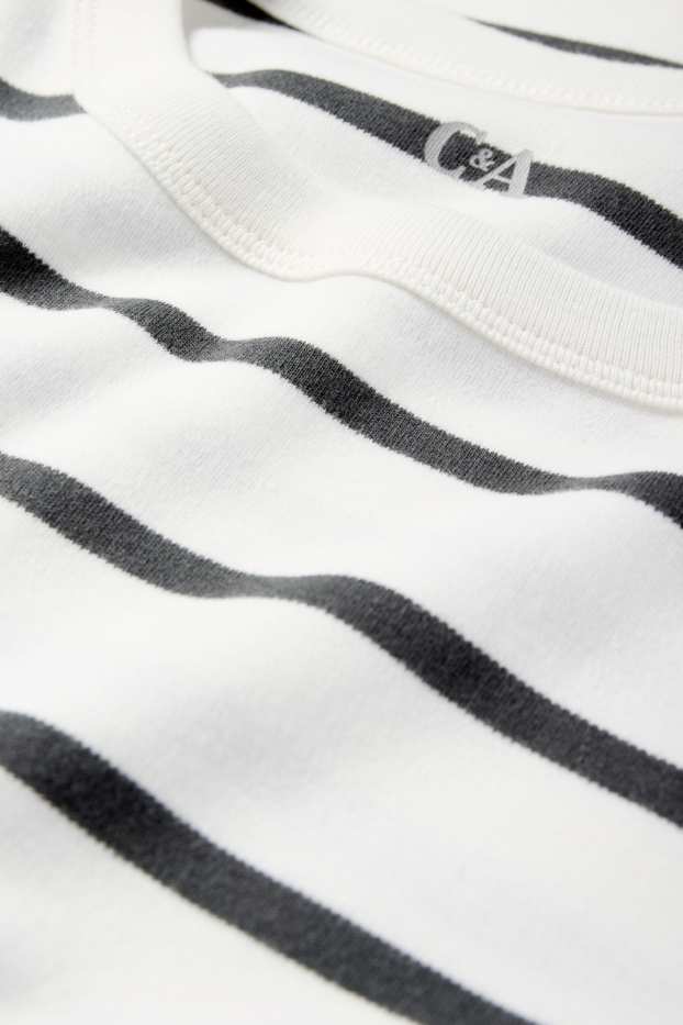 Dámské - Tričko - oversized - pruhované - bílá/černá