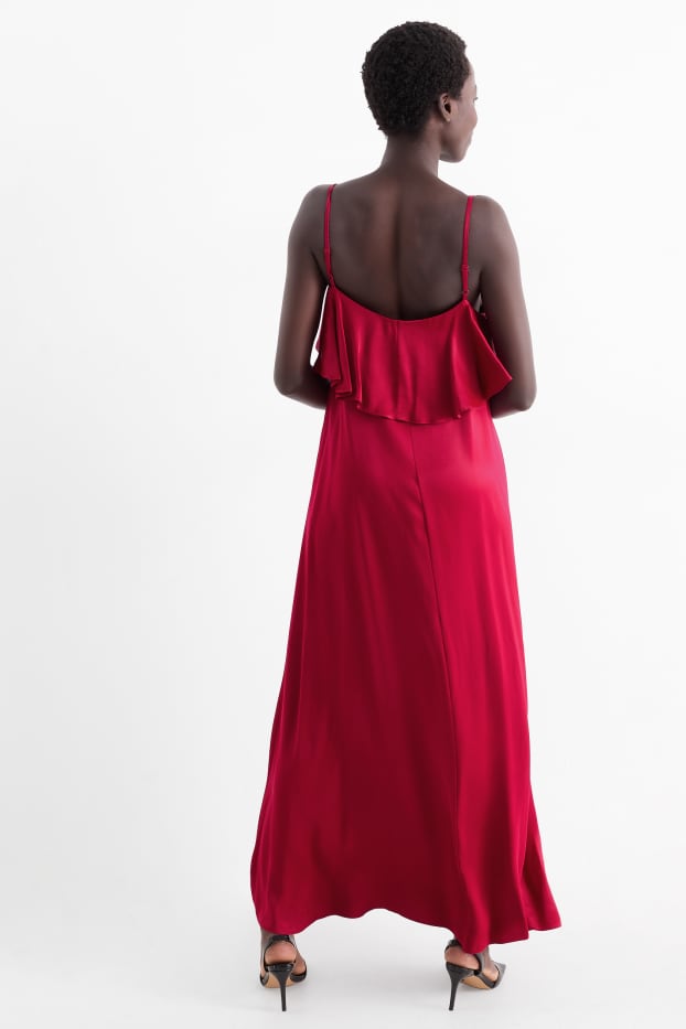 Damen - Satin-Kleid - rot