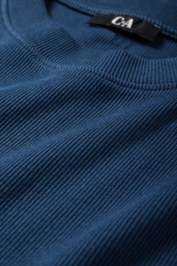 Dames - T-shirt-jurk - geribd - donkerblauw