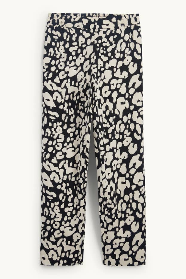 Femmes - Pantalon en toile - high waist - tapered fit - imprimé léopard - noir / beige