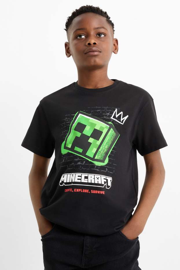 Děti - chlapci - Multipack 2 ks - Minecraft - tričko s krátkým rukávem - černá/bílá