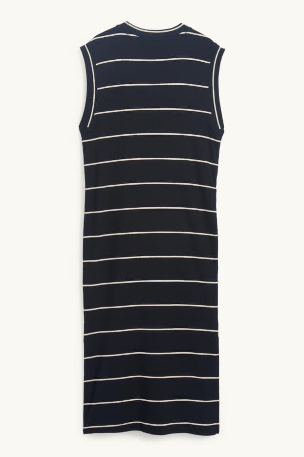 Femmes - Robe-T-shirt - finition côtelée - à rayures - noir / beige