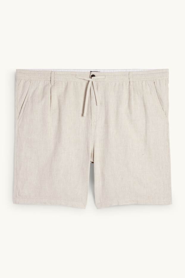 Uomo - Shorts - misto lino - beige chiaro