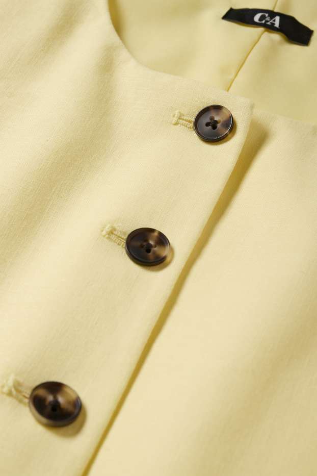 Femmes - Gilet sans manches - tailored fit - lin mélangé - jaune clair