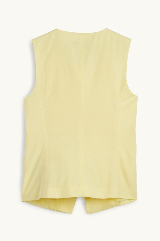 Femmes - Gilet sans manches - tailored fit - lin mélangé - jaune clair
