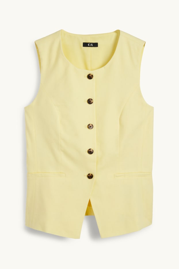 Femmes - Gilet sans manches - tailored fit - lin mélangé - jaune clair