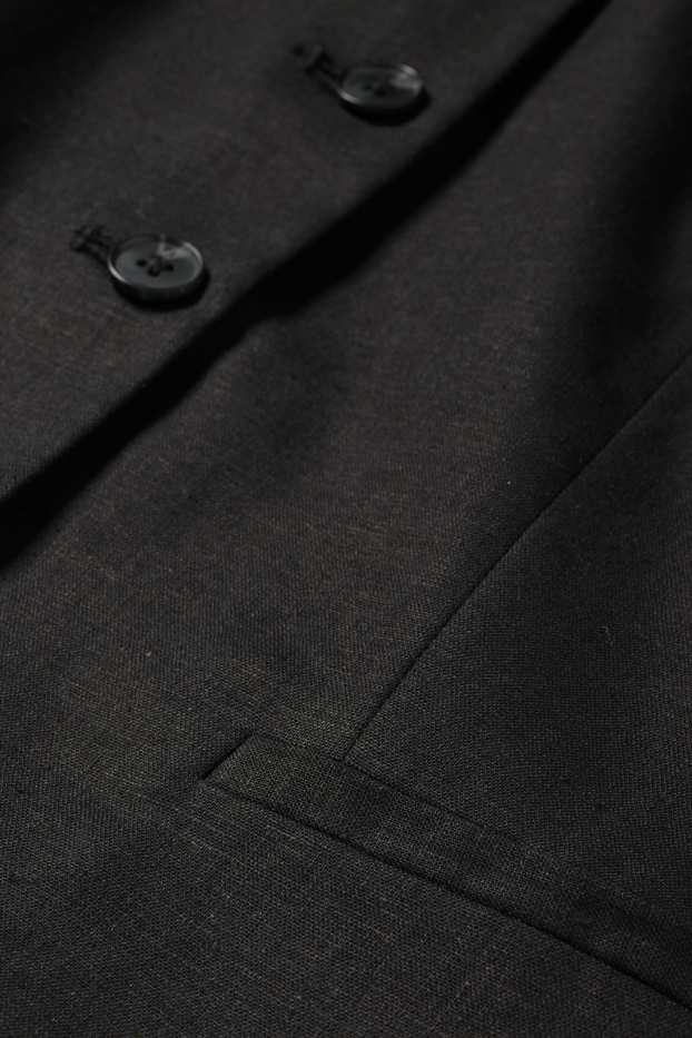 Damen - Weste - Tailored Fit - Leinen-Mix - schwarz