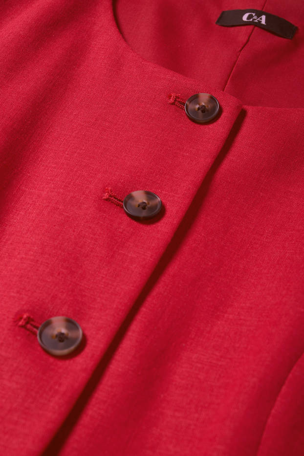 Women - Waistcoat - tailored fit - linen blend - dark red
