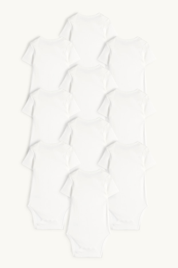 Unisexe - Lot de 10 - bodys bébé - blanc crème