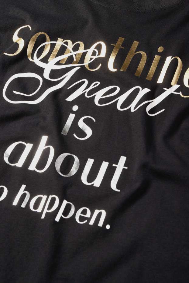 Femmes - T-shirt - Oversize - finition brillante - noir