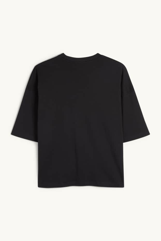 Femmes - T-shirt - Oversize - finition brillante - noir