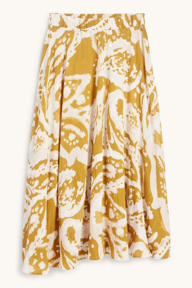 Dames - Rok - met patroon - mosterdgeel