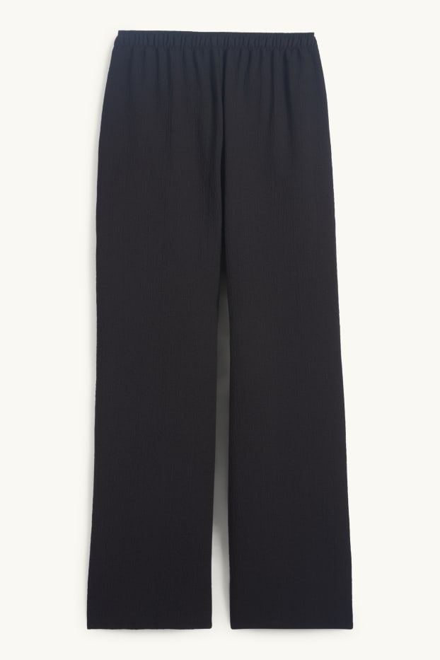 Women - Cloth trousers - mid-rise waist - wide leg - black