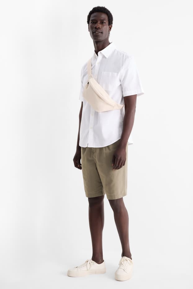 Heren - Shorts, deels van linnen - kaki