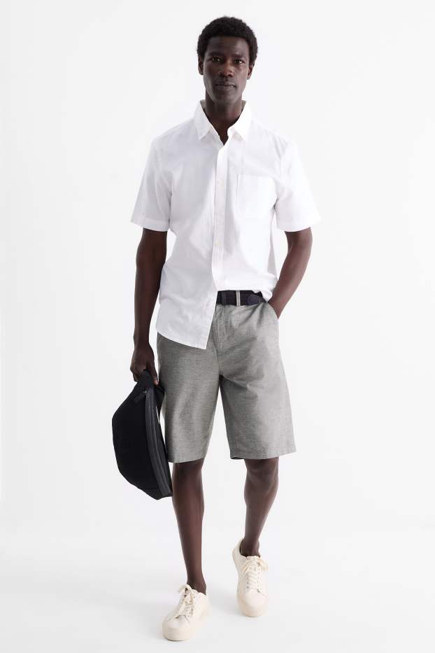 Uomo - Shorts con cintura - grigio